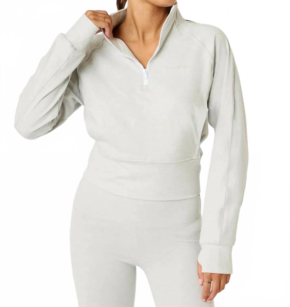NEW CREAM YOGA olivia half zip pullover top in snow